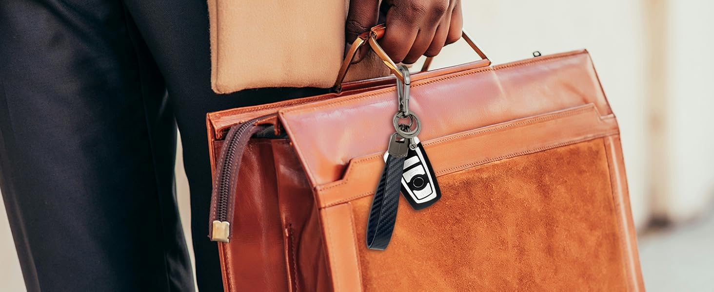 Leather Car Keychain,Carabiner Clip Key Fob Keychain for Home Car Keys Women Men