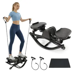 Rock Stepper Side to Side Lateral Stepper for Home Workout – Glute Trainer with Resistance Bands, Low Impact Rocking Stepper Machine with Digital Monitor, Quiet Fitness Stepper 250LBS Capacity
