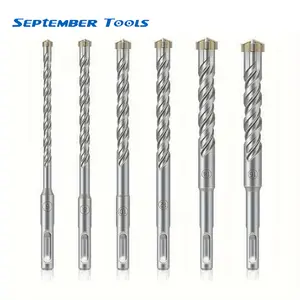 6 pieces of 2 pits and 2 grooves SDS hammer drill bit kit (6mm -16mm) 150mm, suitable for concrete bricks, block stones, masonry, and granite
