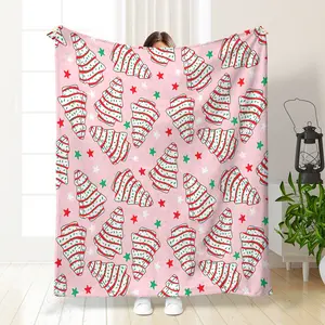 Christmas Gift Blanket, Rotating Christmas Tree Cake Design, Soft Warm Comfortable, Modern Digital Print, Winter Home Decor Indoor Outdoor, Lightweight Cozy Blanket, Throw Blanket