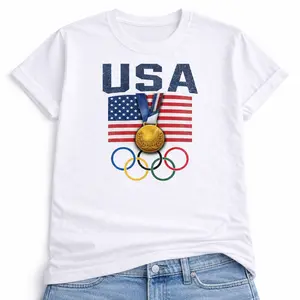 USA Flag Graphic Tee Premium Cotton Heavyweight Oversized Vintage Soft T-Shirt for Women Patriotic Streetwear Sporty Casual Summer Outfit Daily Wear Gift for Her American Style t shirts for summer t shirts y2k graphic t shirts