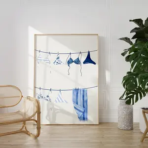 Hanging Blue Bikini Poster – Trendy Coastal Wall Art for Girly Summer Dorm Rooms & Aesthetic Home Decor