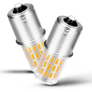 BA15S LED Bulb 12V-24V Warm White Light 2700K 1156 114 110037506P 21W DC Bayonet Single Contact Base Suitable for Car Reverse Brake Tail Light RV Camper Trailer Boat Landscape Light, Pack of 2