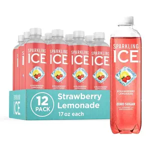 Sparkling Ice, Strawberry Lemonade Sparkling Water, Zero Sugar Flavored Water, with Vitamins and Antioxidants, Low Calorie Beverage, 17 fl oz Bottles (Pack of 12)