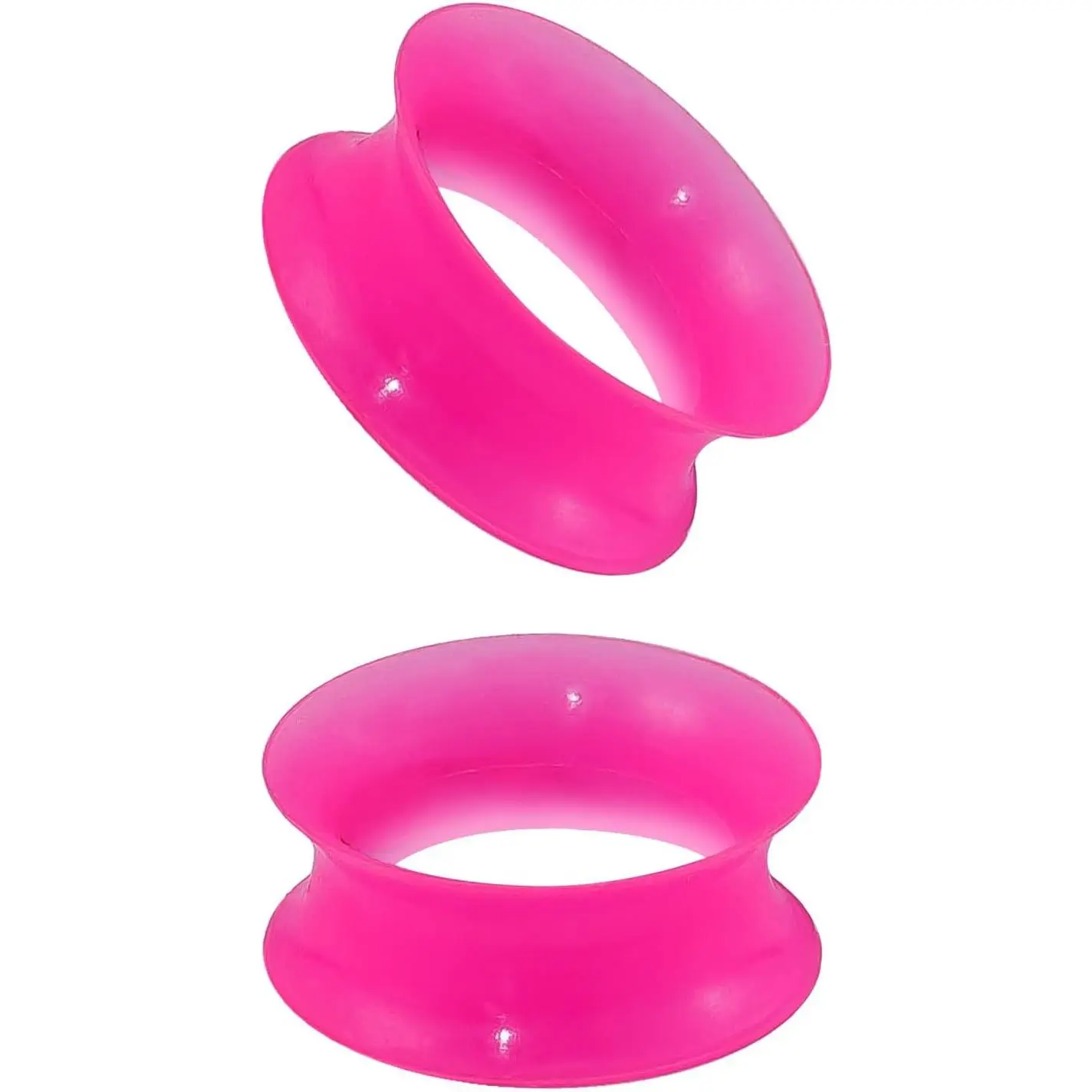 2PCS Ear Gauges Ultra Thin Silicone Flexible Ear Tunnels Plugs Soft Silicone Double Flared Flesh Stretchers Expander Ear Gauges Hollow Body Piercing Jewelry for Women Men 8G-1&1/8" 3-28mm