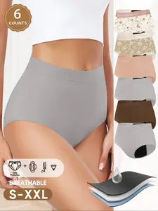 6-Pack Breathable Menstrual Panties for Women, Soft Leak-Proof Underwear, Comfortable Waistband, Suitable for Light Incontinence