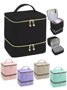 Portable Nail Polish Storage Bag, Dual-Layer Thickened Nail Set Organizer, Gel Nail Polish Carry Box, Holds Up to 30 Bottles, Makeup Storage Bag