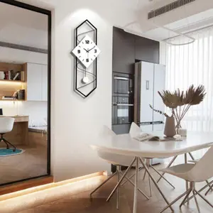 Modern Pendulum Clock Metal Wood Wall Clock Rectangle Wall Clock Decorative USA Iron Paint Wooden Hanging Room Room Unique Design Decoration
