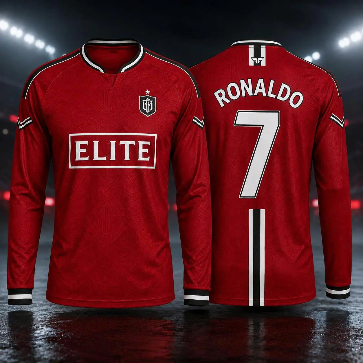 Red No. 7 Long Sleeve Soccer Jersey – Retro Football Shirt, Unisex Match Day Fan Top, Breathable Athletic Sportswear