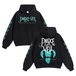 Unisex Pierce The Veil Band  Cotton Hoodie For Autumn Winter Thick Warm Retro Print Versatile For Ins Street Style Couples Outfits Top Choice For Boyfriend Gift Fabric Menswear Casual Fit