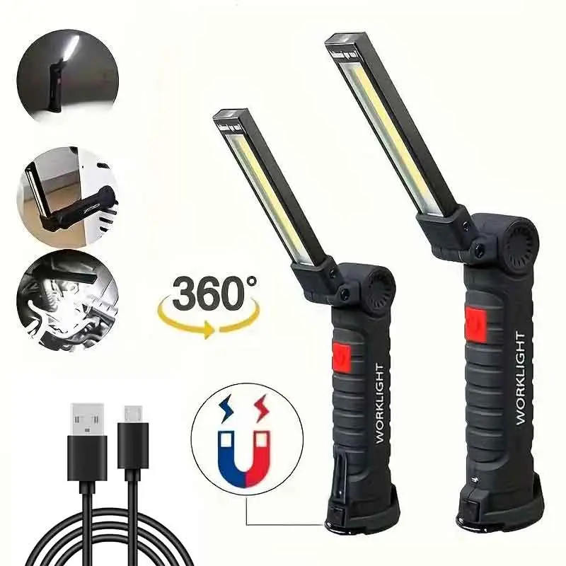 Multi-functional repair work light, rechargeable LED work light with magnetic base - 5 modes, 360° rotation, battery-powered - for mechanical work, BBQ light, illumination, outdoor night use, multi-purpose work light tiktokshopbacktoschool