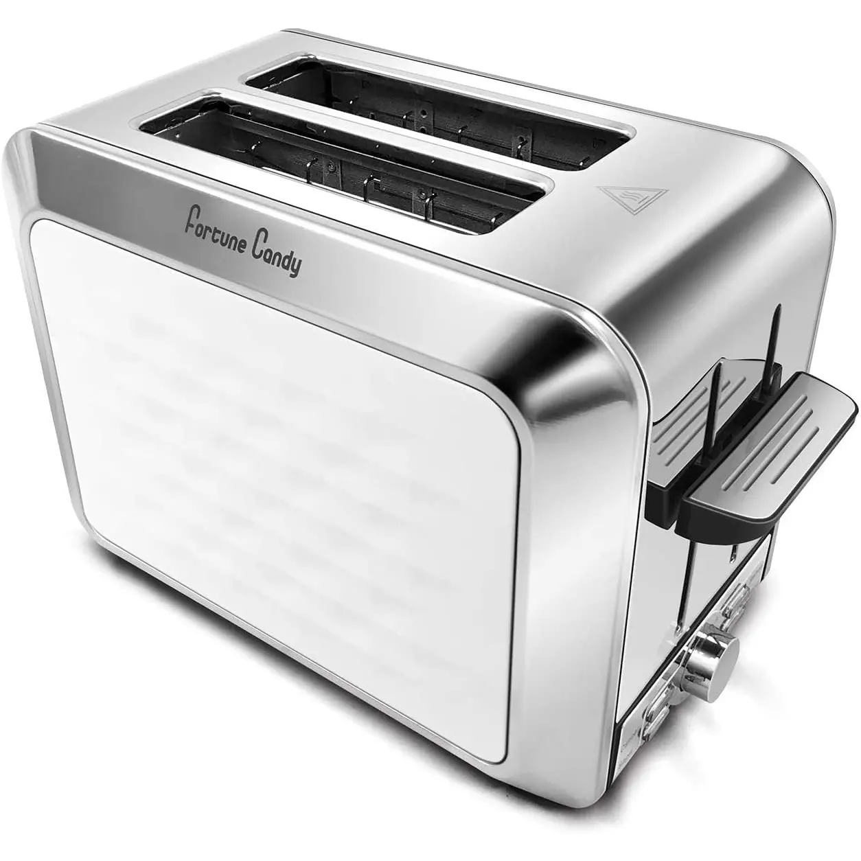 Fortune Candy KST011 Toaster, 2 Slice Stainless Steel with Diamond Pattern White, Durable Compact Kitchen Toaster for Perfect Daily Breakfast, No More Uneven Burnt Toast