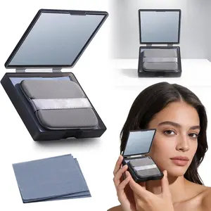 500pcs Oil Control Blotting Paper – Portable Oil Absorbing Face Paper with Mirror & Puff, Professional Facial Makeup Tool for Oily Skin