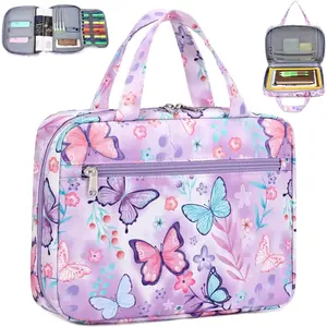 Bible Covers Bible Case Book Carrying Case Scripture Church Bag Bible Protective with Handle Zippered Pocket (Butterfly Purple)