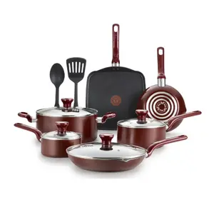 T-fal Easy Care 12-piece Non-Stick Cookware Set, Red, Lightweight Kitchenware with Glass Lids, Heat-Insulated Handles, Induction Cooktop Compatible for Healthy Cooking