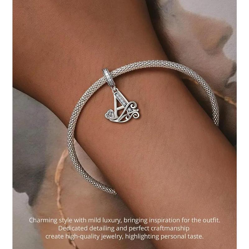 valentines gifts for gf Silver Letter Charm Fit for Pandora Charms Bracelet Alphabet Initial Dangle Charms Beads Jewelry Gifts for Women