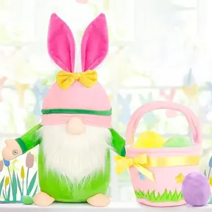 5PCS Large Easter Gnomes with Basket and Easter Eggs, Handmade Bunny Gnomes Plush Doll Decorations, Cute Easter Gifts for Ornaments, Home Indoor Spring Decorations