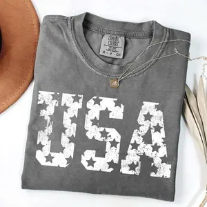 Comfort Colors Distressed USA T-shirt Cut File For Cricut Grunge Patriotic Vinatge Graphic Tee 4th Of July God Bless America T-shirt