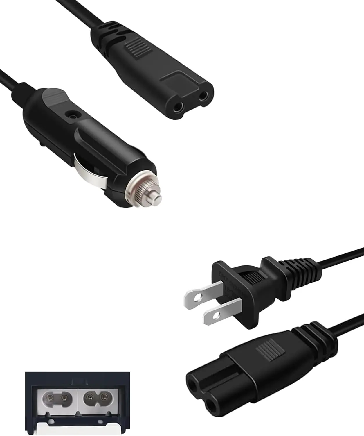 Electric Lunch Box Power Cord, 12V/24V/110V Heated Lunch Box Power  32-inch, Portable  Warmer Replacement Power Cord (Type-A)