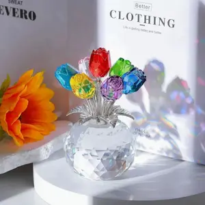 Colorful Artificial Rose Bouquet, Decorative Flower, Anniversary Mother's Day Father's Day Christmas Valentine's Day Grandparents' Day Crystal Rose Gift