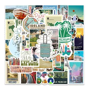 Travel Landscape Graffiti Sticker (54pcs/set), Self Adhesive Decor Paper, Decor Sticker for Gift Greeting Card & Water Bottle & Laptop