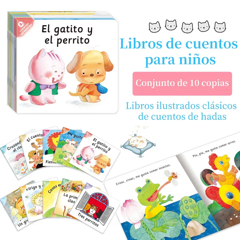 Teeny Baby-10 Spanish Baby Storybook Set, Sweet Pictures, Parent-Child Time, Early Education, West Language Picture Book, Early Reading Book, Childrens Books, Kid Books