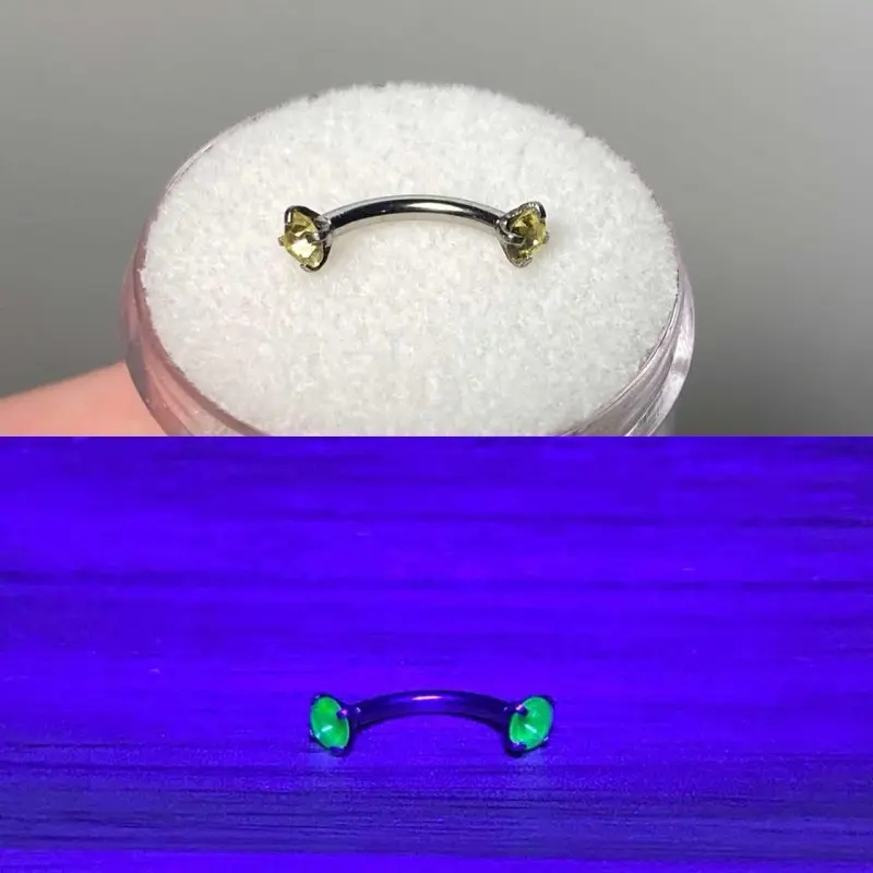 Uranium curved barbell, 316 L surgical steel, 6mm, 8mm, 10mm