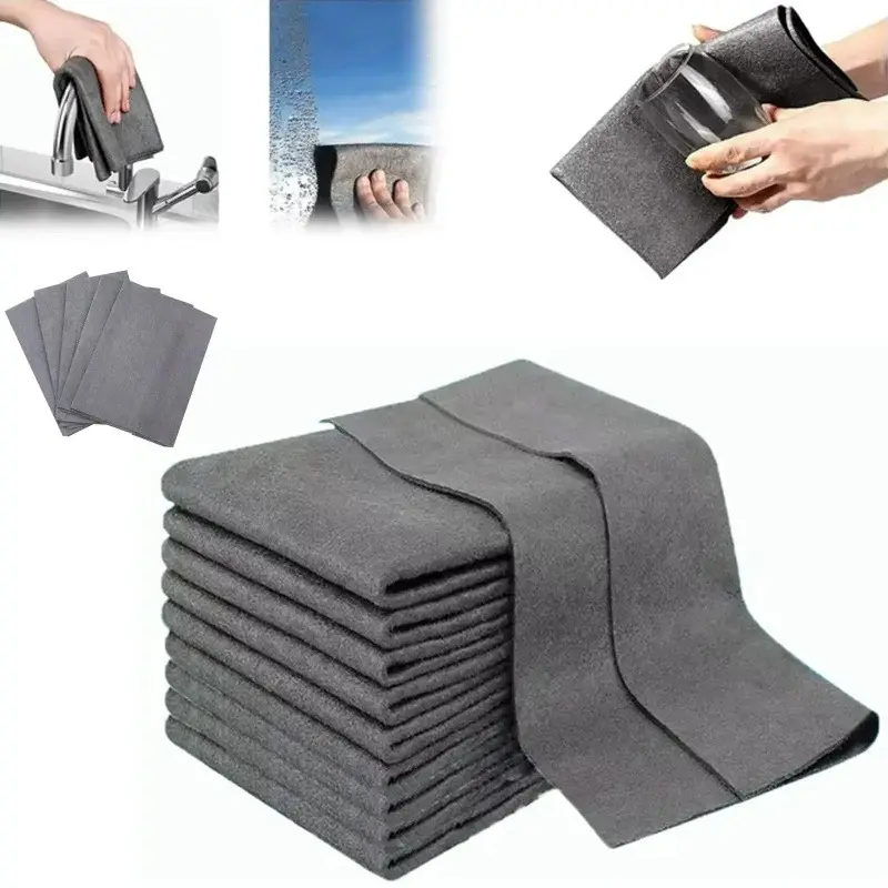 Reusable Thickened Streak-Free Magic Cleaning Wipes (10 Counts) - Microfiber Cloths Ideal for Windows & Glass