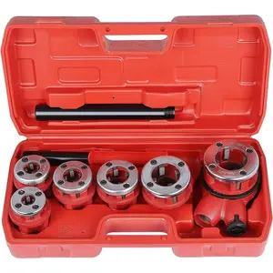 Ratchet Pipe Threader Kit, Manual Ratcheting Pipe Threading Tool with Handle Ratchet, 6 Dies - 1/4" 3/8" 1/2" 3/4" 1" 1-1/4"