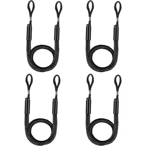 Boat Bungee Dock Lines, Mooring Rope for Docking with Loop, Boat Ropes, Boat Accessories, Quick and Easy Dock for PWC, Kayak, Jet Ski, Seadoo, WaveRunner, Pontoon, Bass Boat (Black)