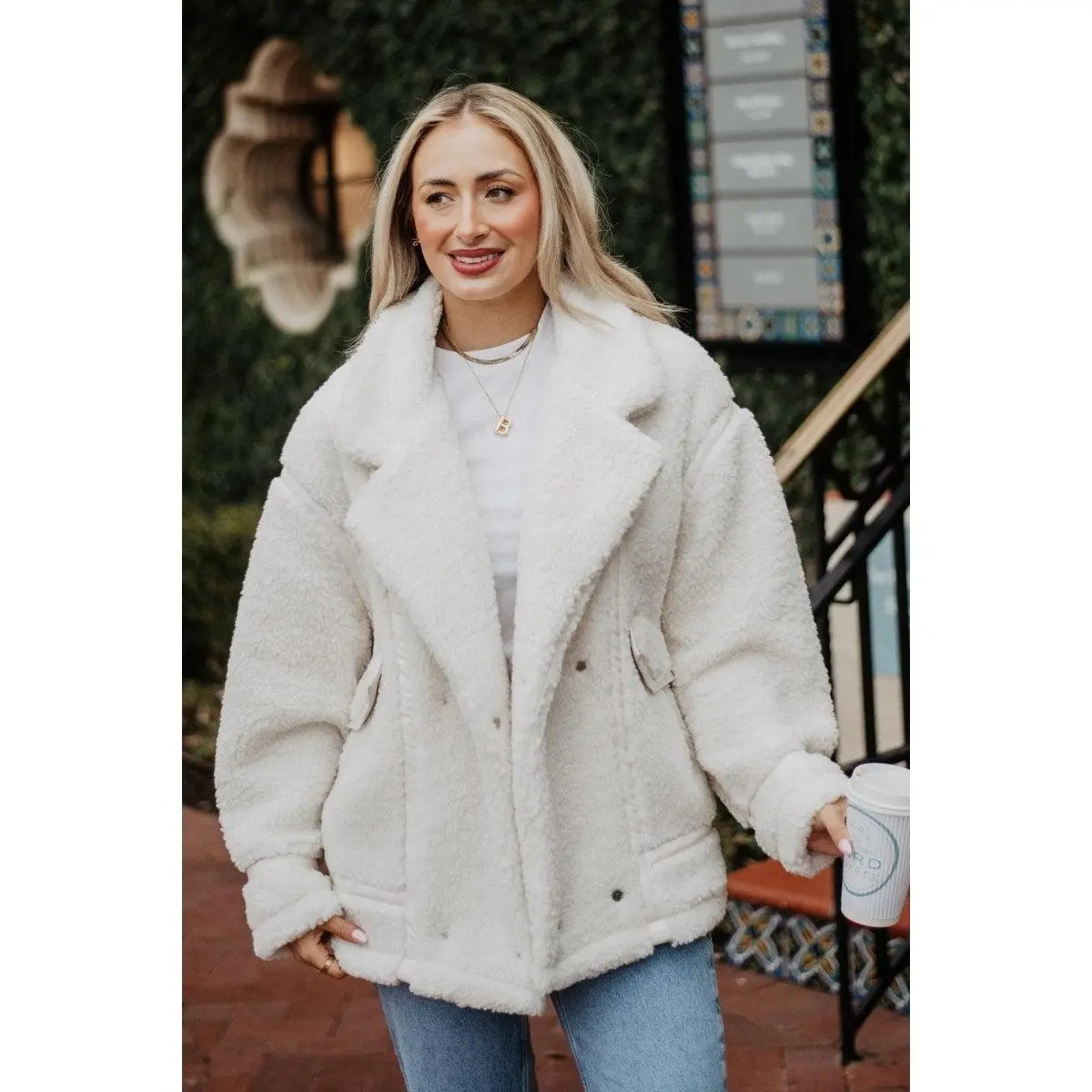 White Sherpa Teddy Jacket