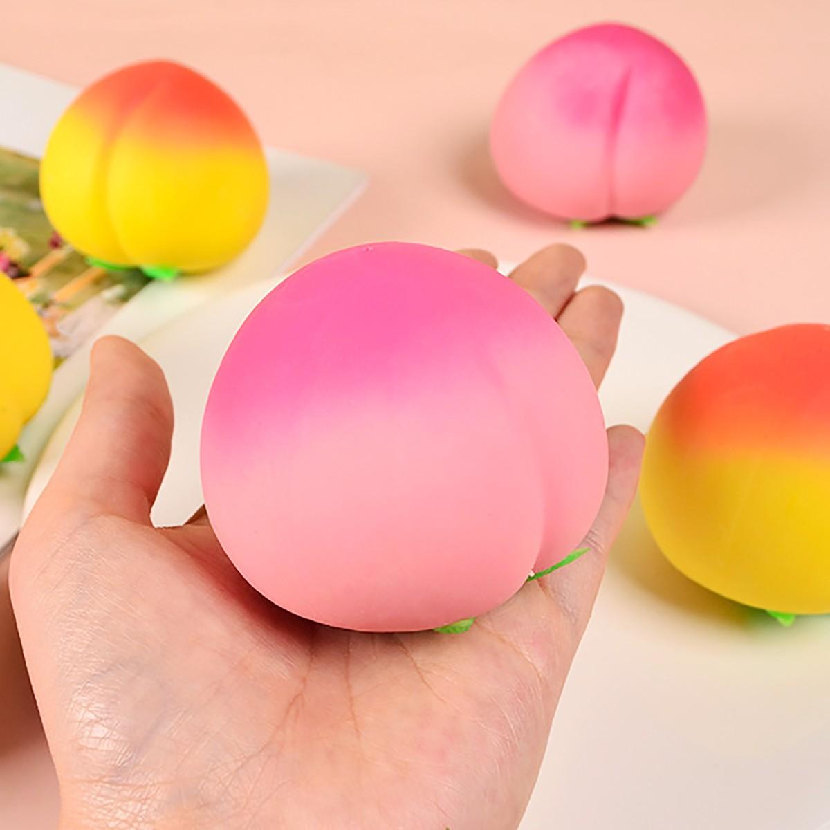 2 Pack Peach Shape Stress Relief Toys, Bounceable Squeeze, Handheld Relaxation Toy, Indoor Realistic Fruit Decorations, Perfect Gift for Parties, Kawaii Squishies