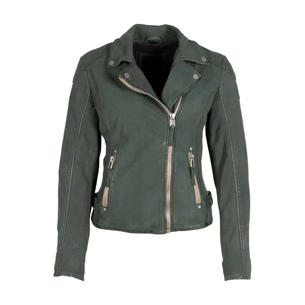 Mauritius Women's Nubuck Moto Leather Jacket