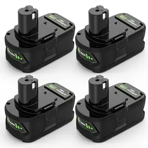 4Pack 8000MAh Replacement Ryobi 18V Batteries with Indicator for Li-Ion MAX P122 P102 P103 P104 P105 P107 P109 P108 Series Power Tools