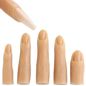 Silicone Practice Fingers for Acrylic Nails, 5PCS Soft Fake Fingers With 96PCS False Nail Tips, Nail Training Mannequin Finger, Nail Practice Hand for Acrylic Nail Kit