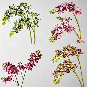 Artificial Bird Orchid Flowers, 34.25in Long, 2Pcs Set, Multi-Colors Available, Real Touch Orchid Stems, UV Resistant, Dustproof, for Home Decor, Wedding, Office Table Arrangement, Long-Lasting, No Maintenance Required