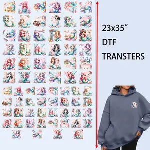 72 PCS/Set Iron on Transfers Cute Mermaid Alphabet & Numbers DTF Transfer Set DTF Transfers Ready to Press Heat Transfer Stickers Iron on Decals for T Shirts Hoodie DIY Crafts Summervibes