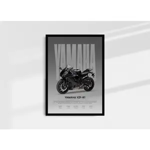Yamaha YZF-R1 Motorcycle Poster, Sportbike Wall Art, Biker Gift, Product without frame