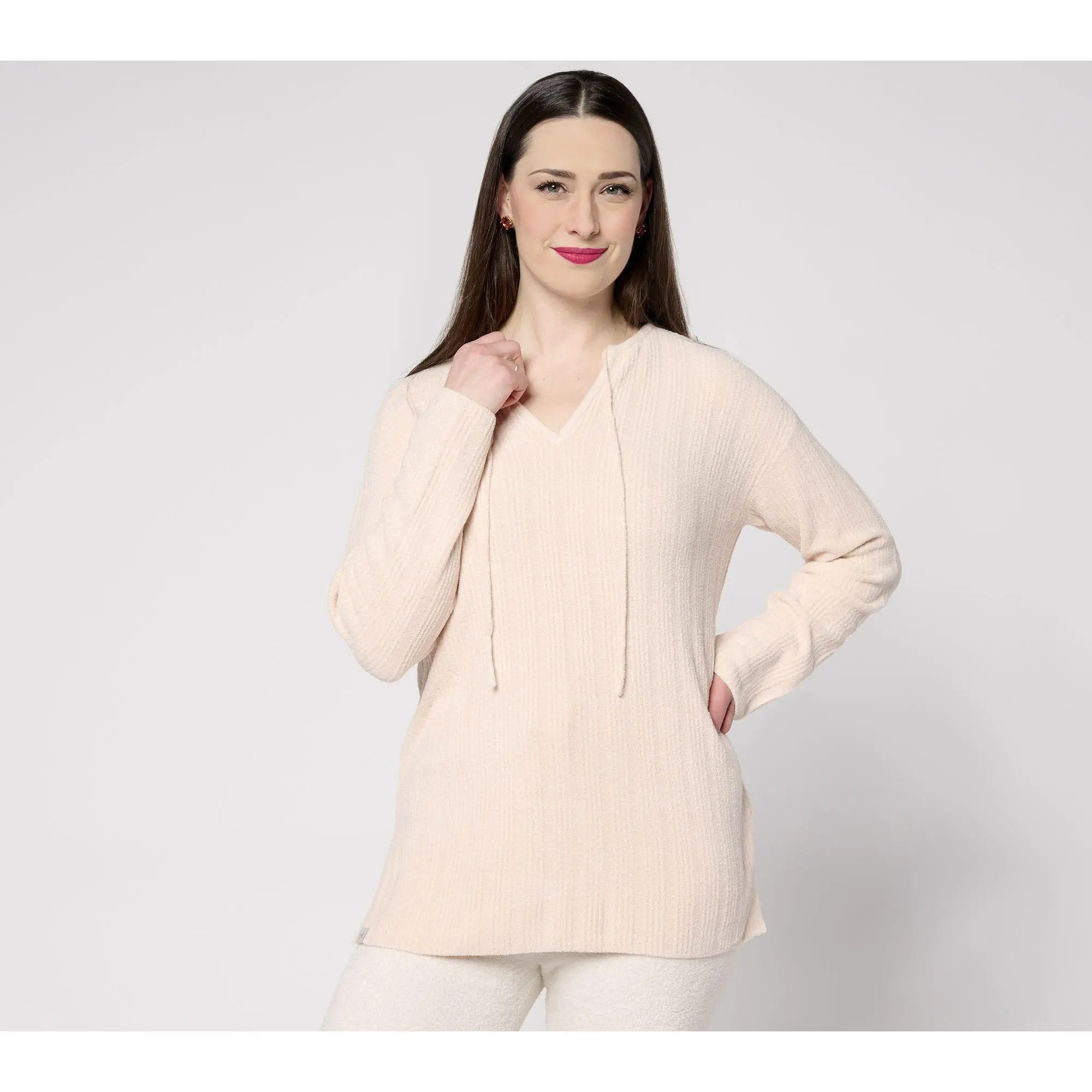 Barefoot Dreams CozyChic Ultra Lite Variegated Rib Tie Tunic