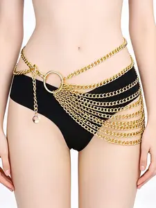 Women's Fashion Layered Chain Waist Belt, Party Casual Waistband, Daily Wear Accessory, Stylish Versatile Belt, Perfect Birthday Gift