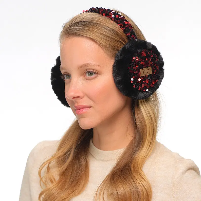 Faux Fur Sparkling Sequin Earmuff - Glamorous Winter Accessory for Ultimate Warmth Ear Snood Ear Protectors