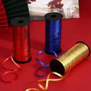 100 Yards Curling Ribbon for Gift Wrapping, Balloon String for Christmas Valentine Birthday Wedding Party Festival Decoration, Crafts, Flower Bouquet(Laser Red Gold Blue)