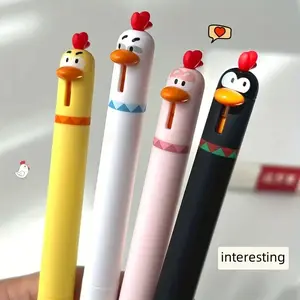 4 Piece Humorous Chicken Shaped Retractable Pen Set, Creative Novelty Click Pens Funny Teacher Pens for School Office Home, Unique Birthday and Holiday Gifts