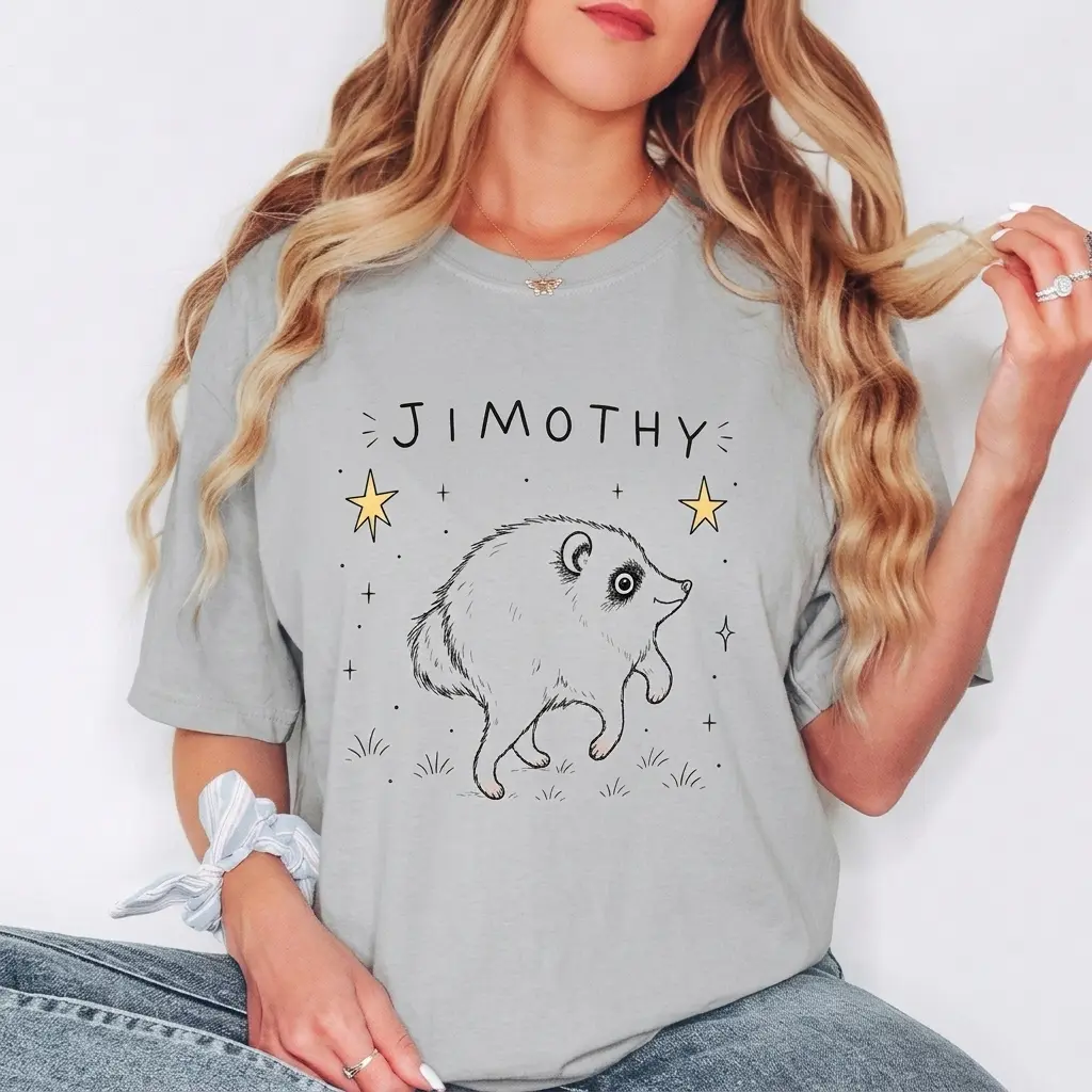 Jimothy Hedgehog Shirt, Funny Cute Animal Graphic Tee, Whimsical Cottagecore T-Shirt, Hedgehog Lover Gift for Women