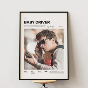 Baby Driver Poster, Ansel Elgort in Baby Driver, Baby Driver Print, Action Movie Wall Decor, Cult Movie Poster, Cinema Wall Art