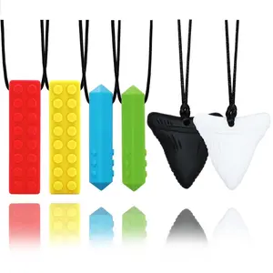 Necklaces for Sensory Kids, 6 Pack Chew Necklaces for Sensory Boys and Girls with Autism, ADHD, SPD, Chewing, Biting, Silicone Oral Sensory Chew Teething Toys for Adults Reduce Anxiety Fidget