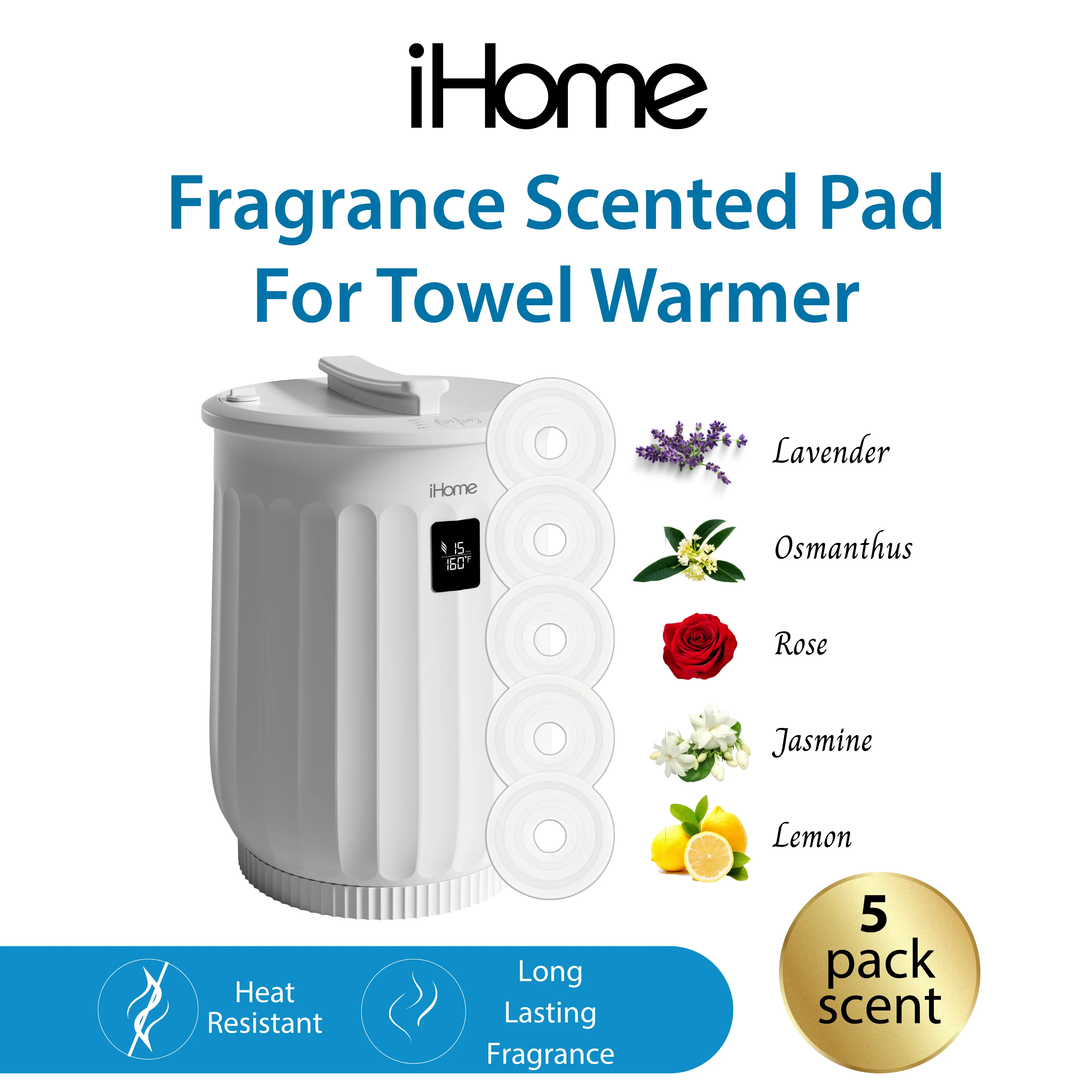 iHome Towel Warmer Aroma Freshener Pads, Lemon-Lavender Scent Options for Home Fragrance Needs