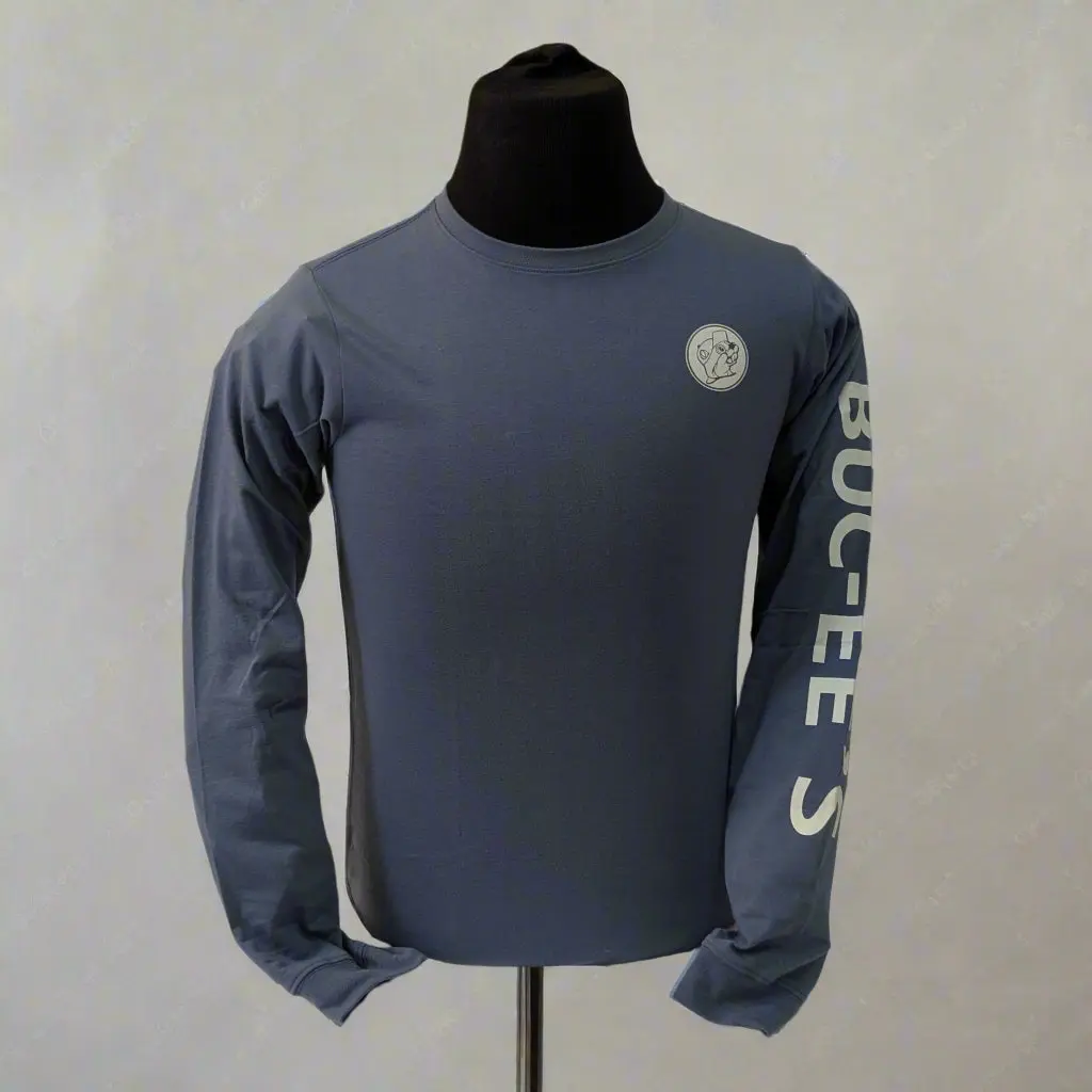 Buc-ee's Blue Long Sleeve Shirt with Sleeve Text