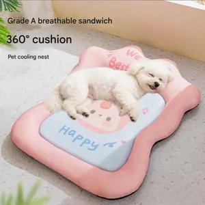 Cooling Dog Bed Mat with Pillow, Ice Silk Cooling Blanket, Self-Cooling Pad for Cats & Dogs, Washable Summer Mat for Dog Houses, Sofas, Floors