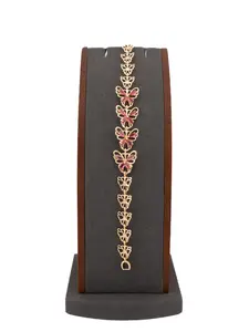 Beautiful bracelet with red butterflies in gold plated, adjustable bracelet from 7 to 8 inches